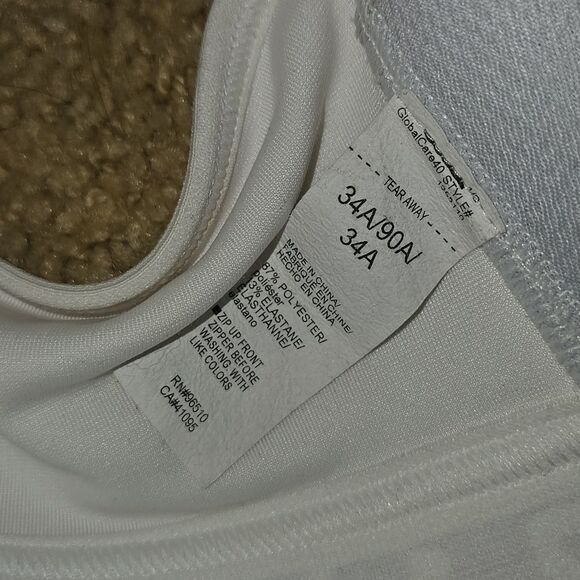 Under Armour UA Sports Bra White Gray Size 34A 34a Small Zip Front Logo Gym Yoga - Picture 10 of 16